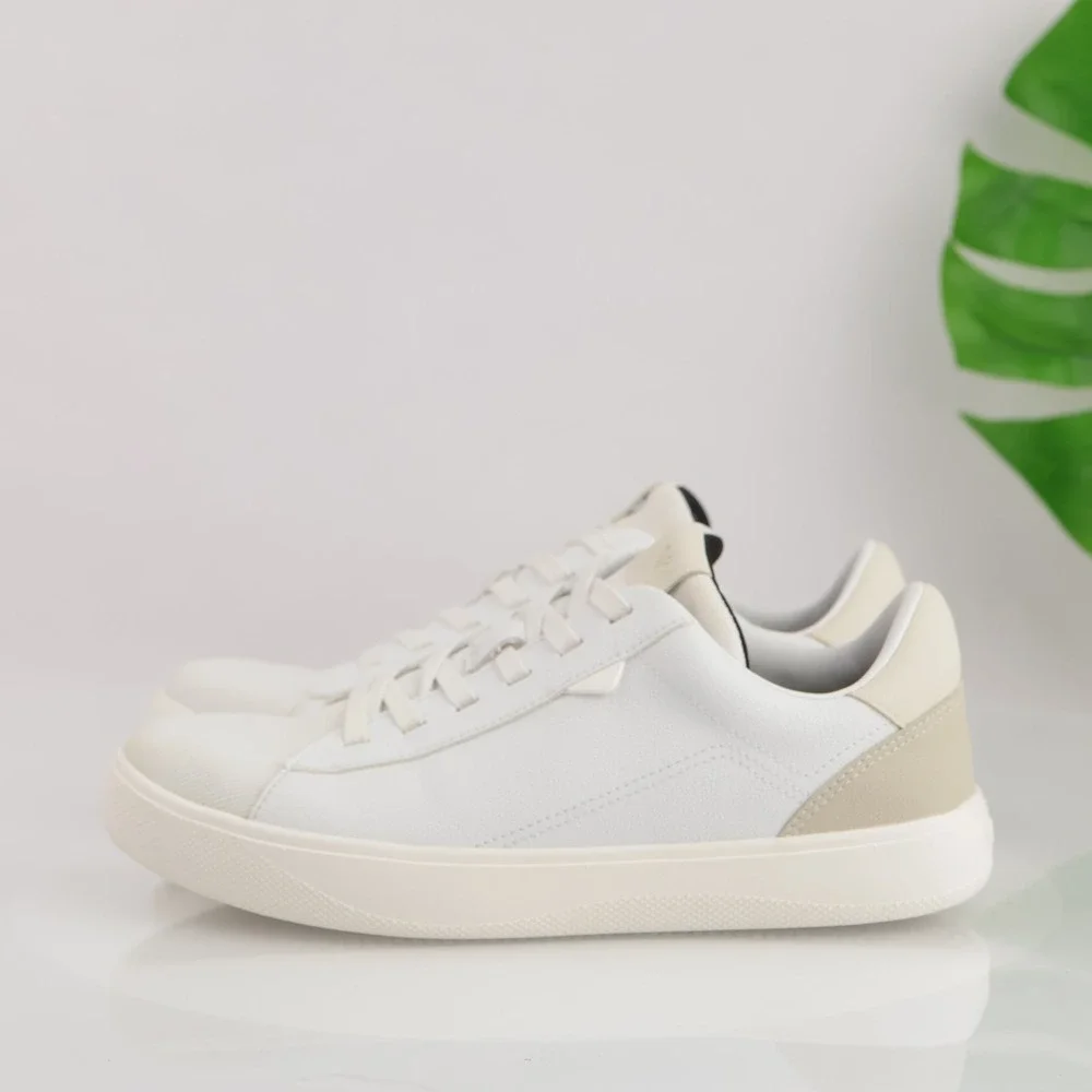 Vessi Womens Soho Sneaker Size 8 Waterproof White Tan Vegan Leather Lace Up Shoe